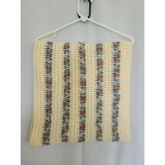 Handmade Crochet Shawl Long Scarf Wrap Neutral Colors 69"x 16.5" - Picture 3 of 8